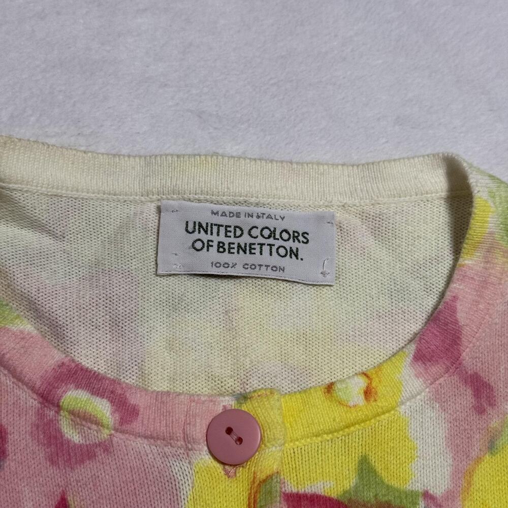 United Colors Of Benetton Cardigan Sweater Womens Small Multicolor Floral Italy - Picture 5 of 8